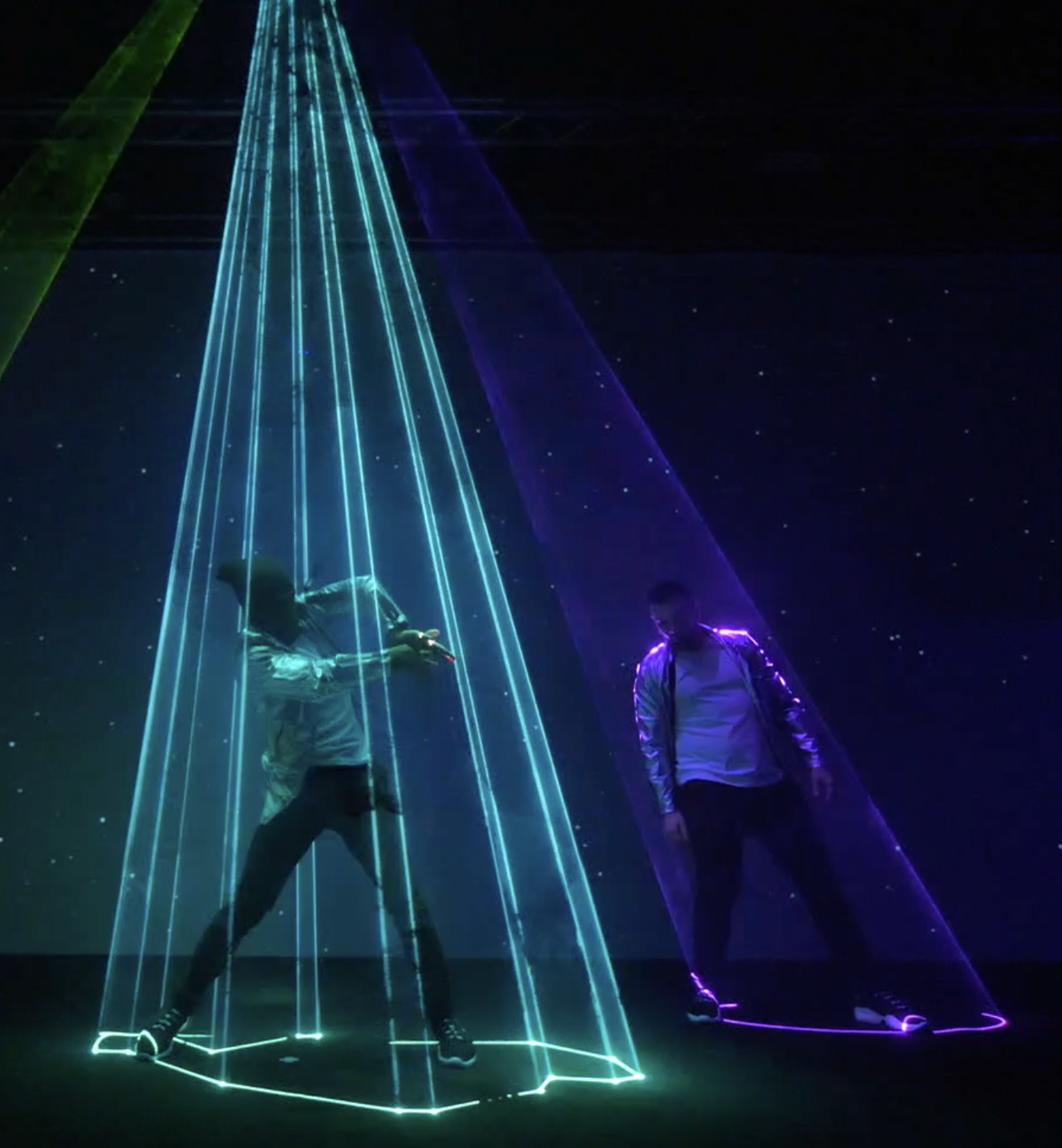 Interactive laser system following dancers in real-time